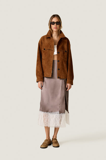 Silk Wrap Skirt with Lace