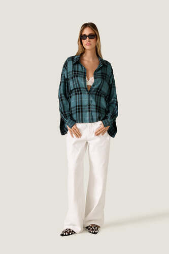 Green Oversized Check Shirt - PNK Casual