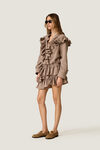 Taupe Beige Skirt With Ruffled Details
