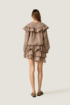 Taupe Beige Blouse With Ruffled Details