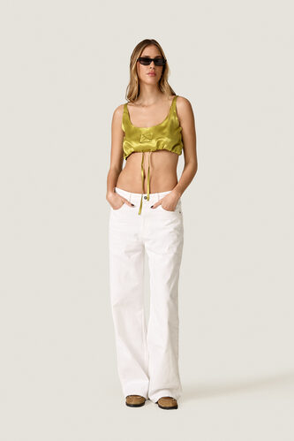 Lime Green Crop Top with Adjustable Tie - PNK Casual