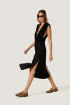 Black Midi Trousers with Side Slits