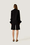 Black Blazer with Sculptural Ruffle Sleeves
