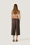 Brown Culotte Trousers with Satin Waistband Detail