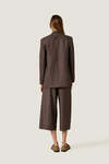 Brown Culotte Trousers with Satin Waistband Detail