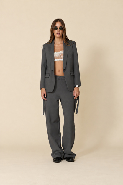 Grey Cutout Blazer