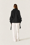 Black Ruffle Blouse with Voluminous Sleeves